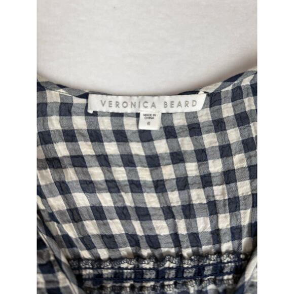 Veronica beard Campbell gingham ruched dress size women’s 6 - Picture 8 of 9